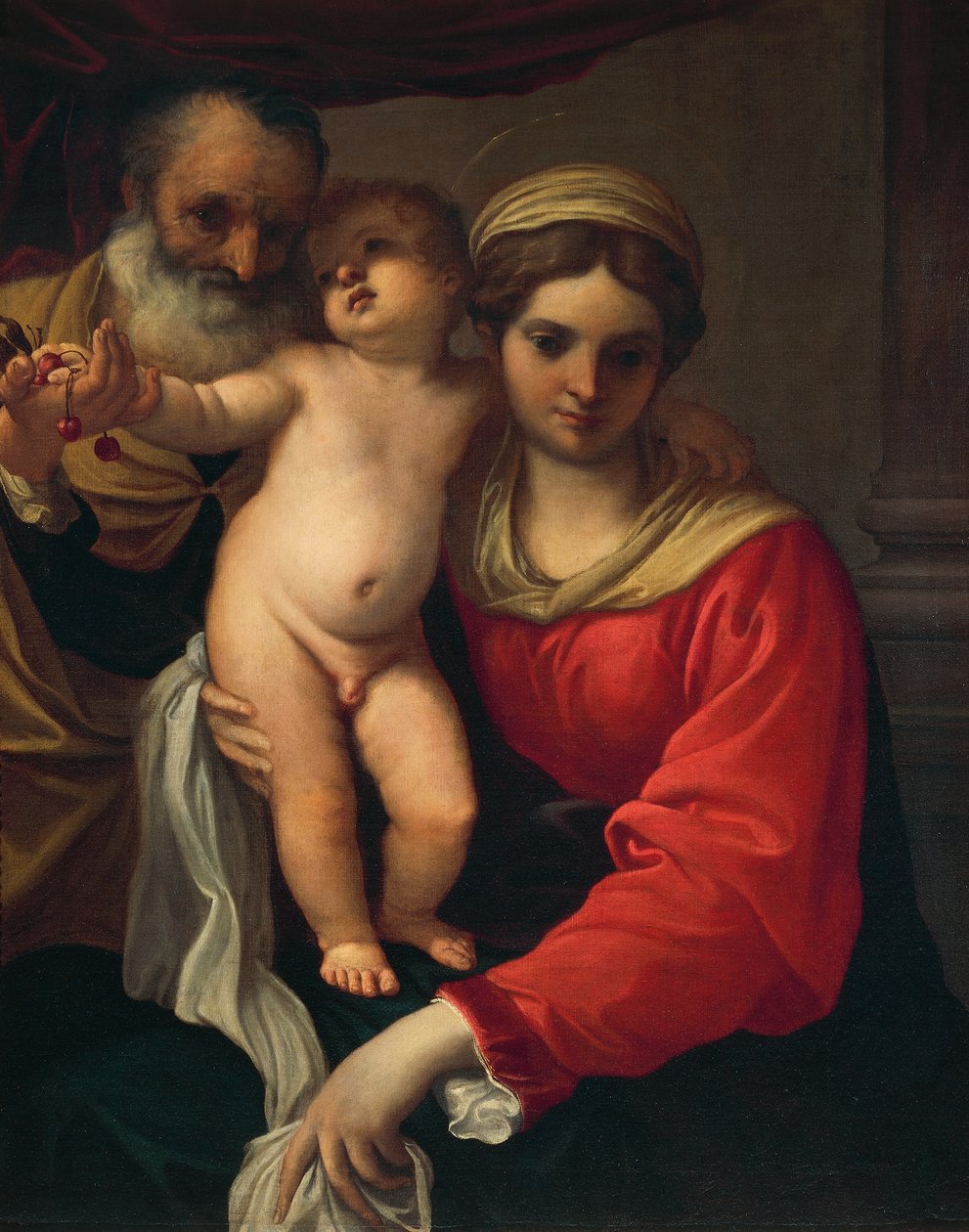 Holy Family or Madonna of the Cherries, ca 1593, av Annibale Carracci (1560-1609), olje på lerret av Annibale Carracci