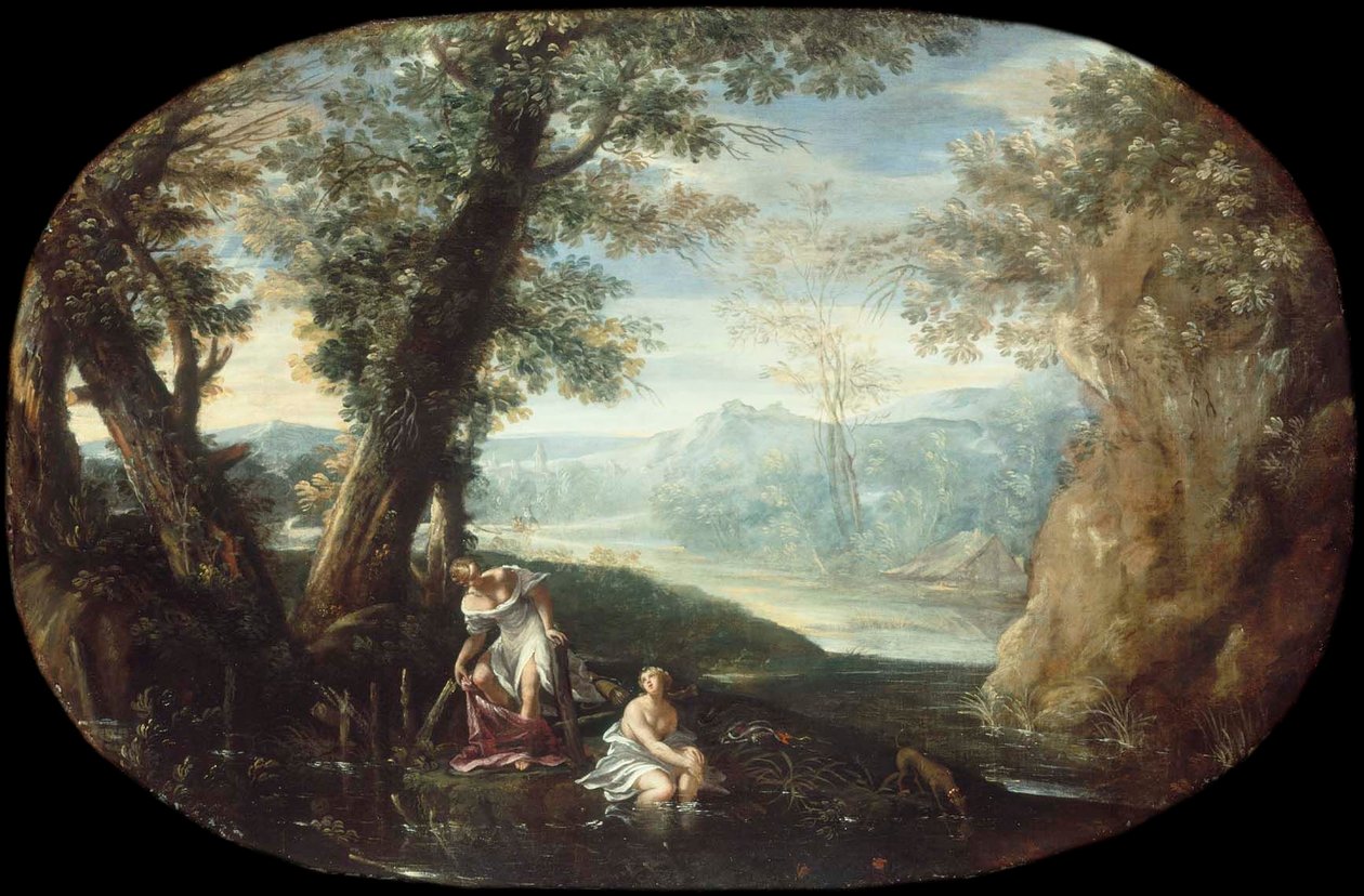 Landskap med badende kvinner av Annibale Carracci