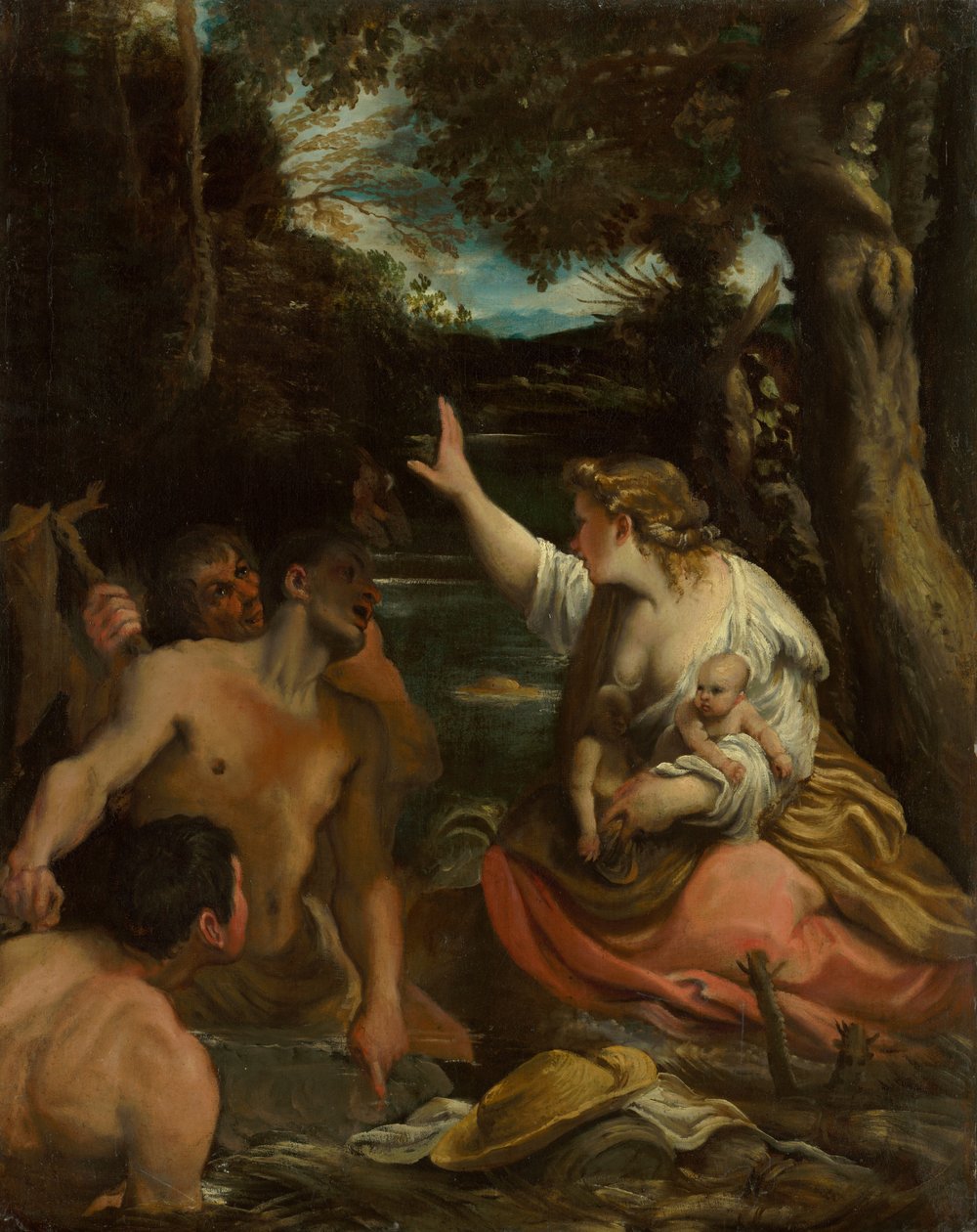 Latona og de lykiske bøndene Latona beskytter barna hennes, 1585. av Annibale Carracci