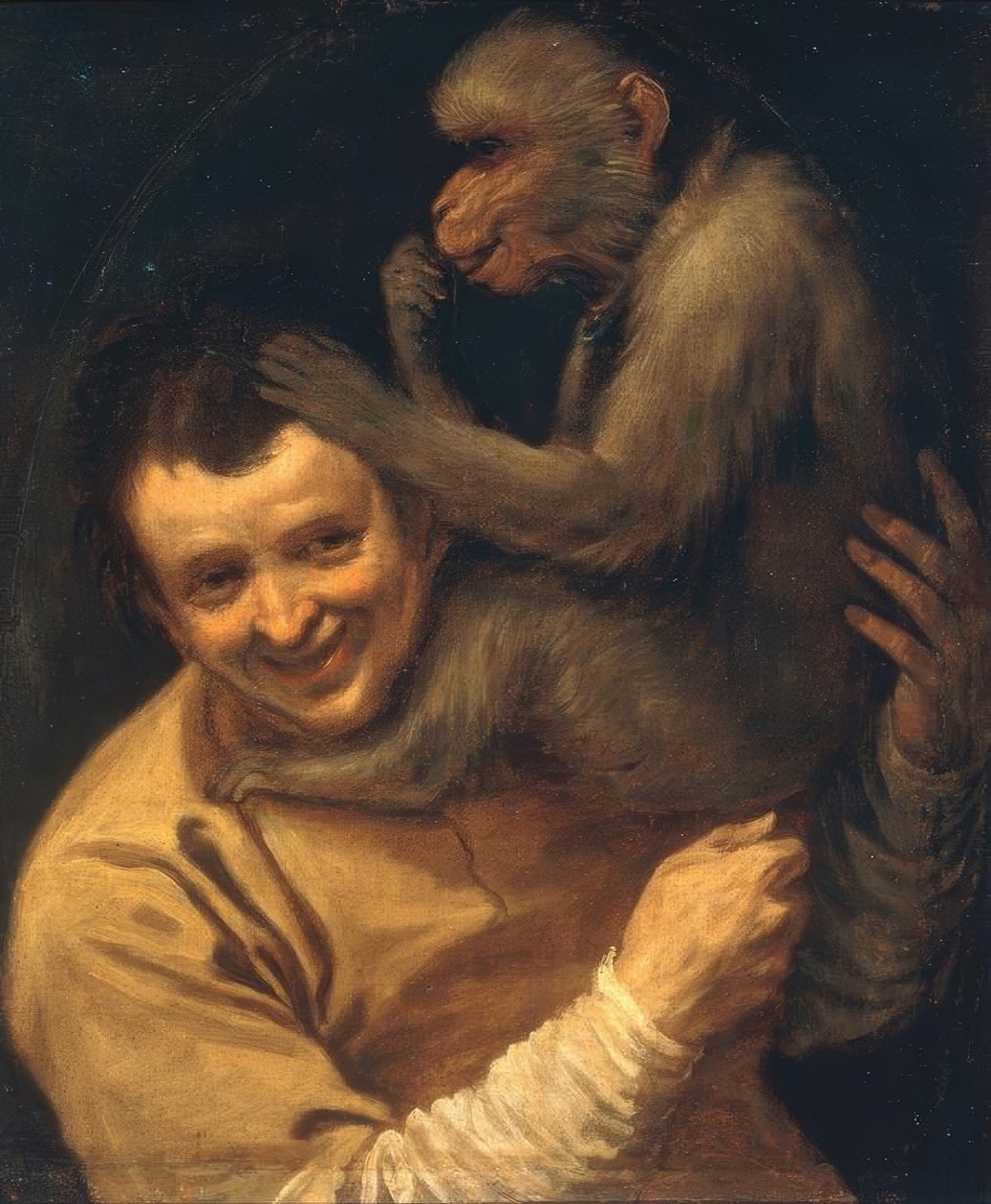 Mann med et bråk av ape av Annibale Carracci