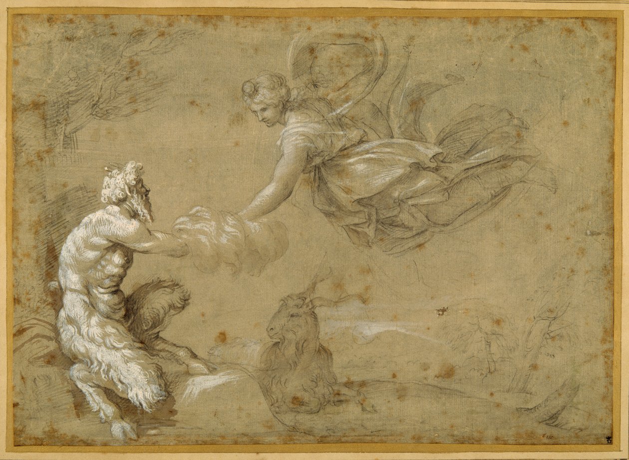 Pan som presenterer ullen til Diana (penn og brunt blekk med brun vask) av Annibale Carracci