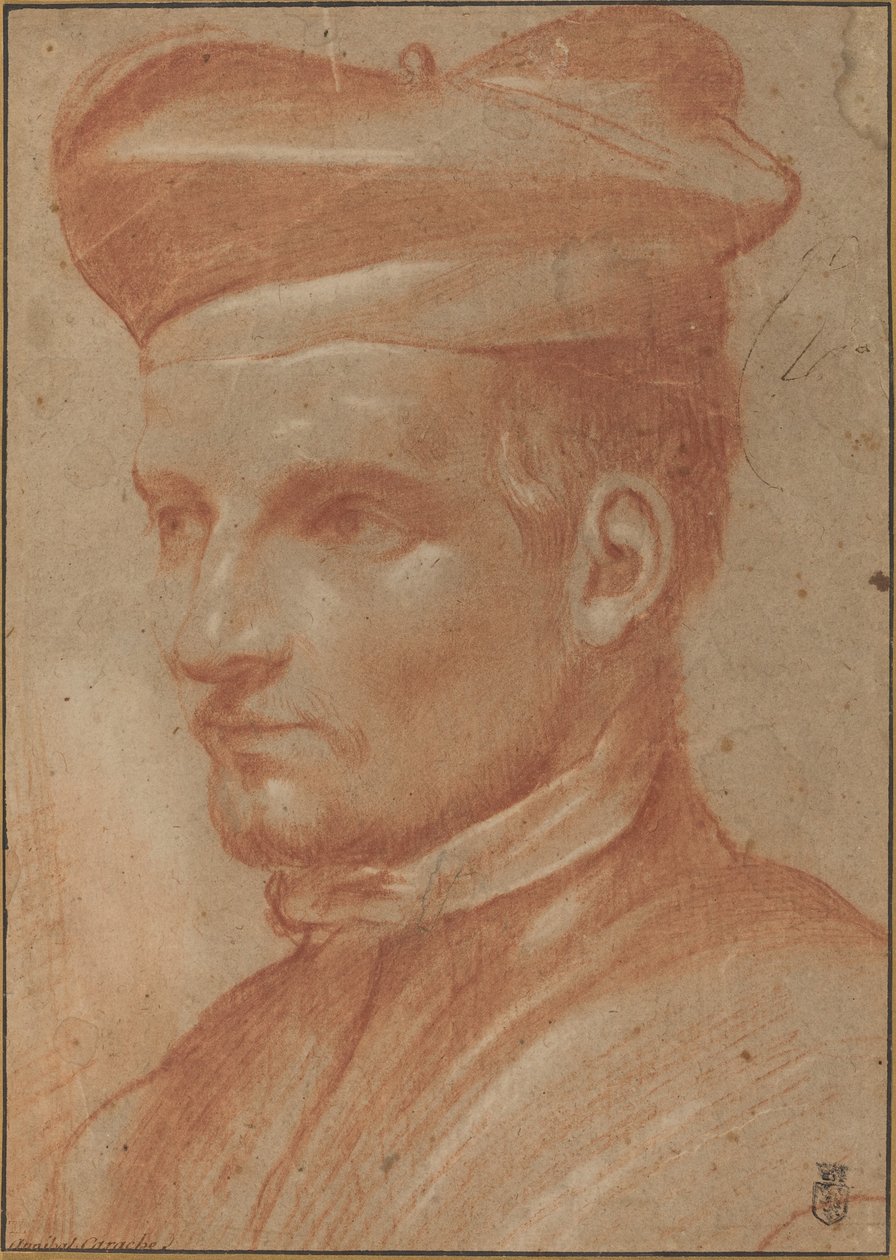 Portrett av en kirkelig med en Biretta av Annibale Carracci