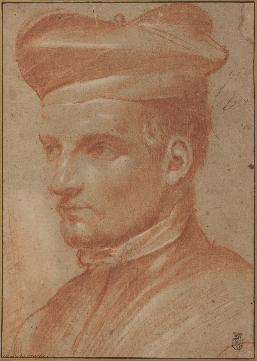 Portrett av en geistlig med biretta av Annibale Carracci