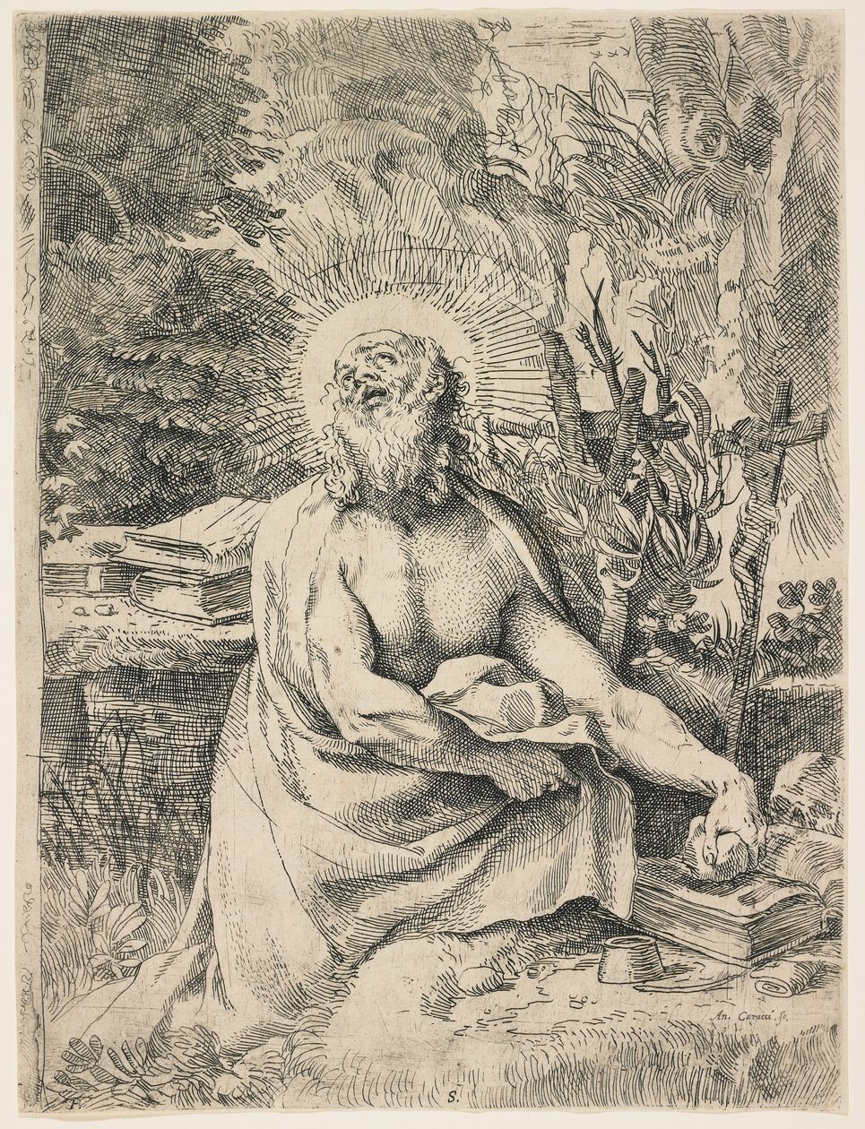 Saint Hieronymus i villmarken, ca. 1591 av Annibale Carracci