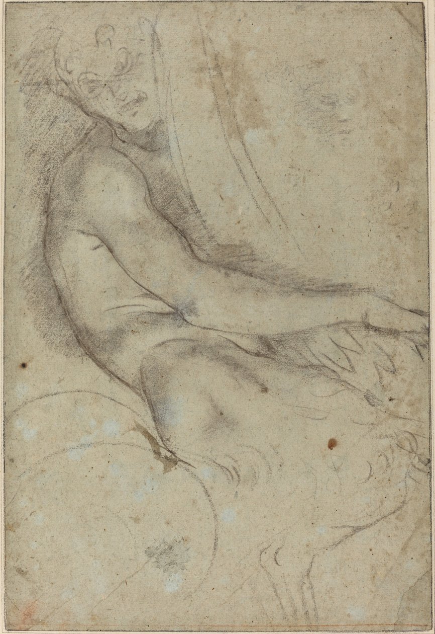 Satyr holder en runddel av Annibale Carracci