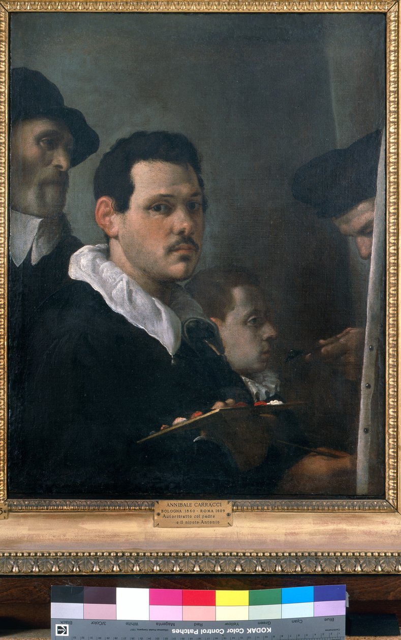 Selvportrett med andre figurer, ca. 1593 (olje på lerret) av Annibale Carracci