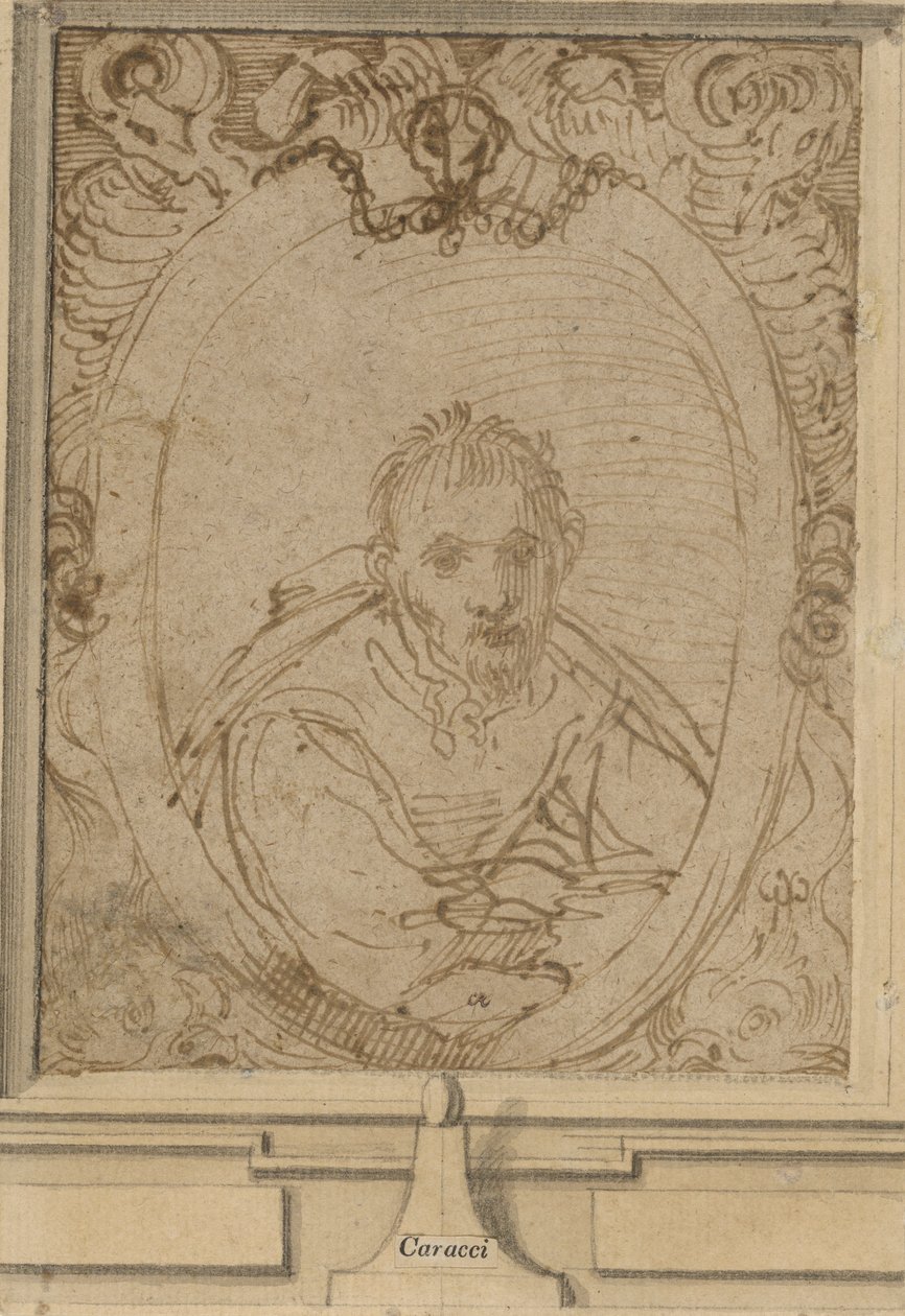 Selvportrett, ca. 1580 (penn og brunt blekk på papir) av Annibale Carracci