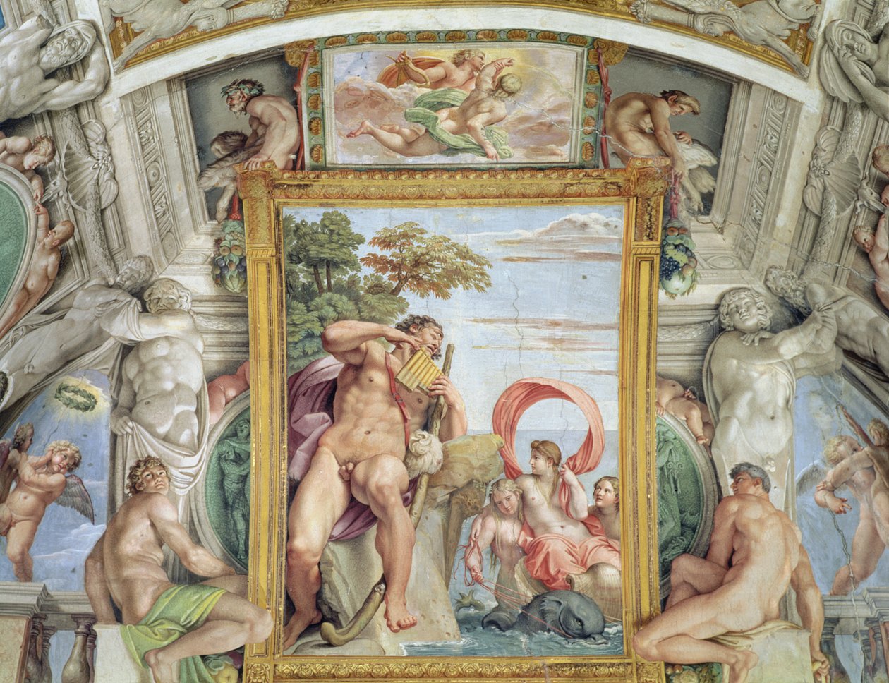 Galleria Carracci Carracci Hall detalj av Polyphemus og Galatea, 1597-1604 fresco av Annibale Carracci