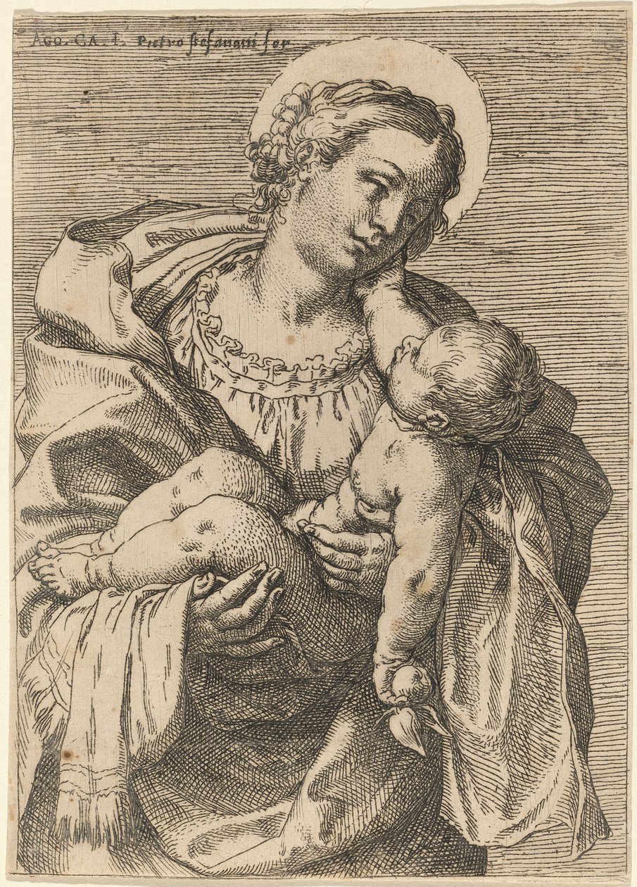 Madonnaen og barnet med et eple av Annibale Carracci