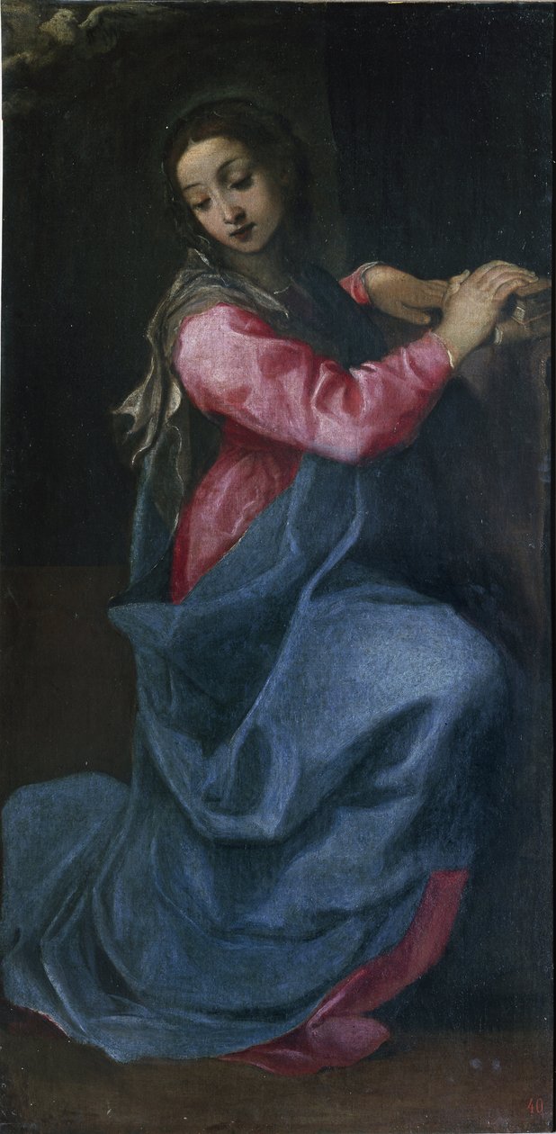 Bebudelsens jomfru Detaljmaleri av Annibale Carracci (1560-1609) (Annibal Carrache) ca. 1587 Dim 150x76 cm Bologna National Art Gallery av Annibale Carracci