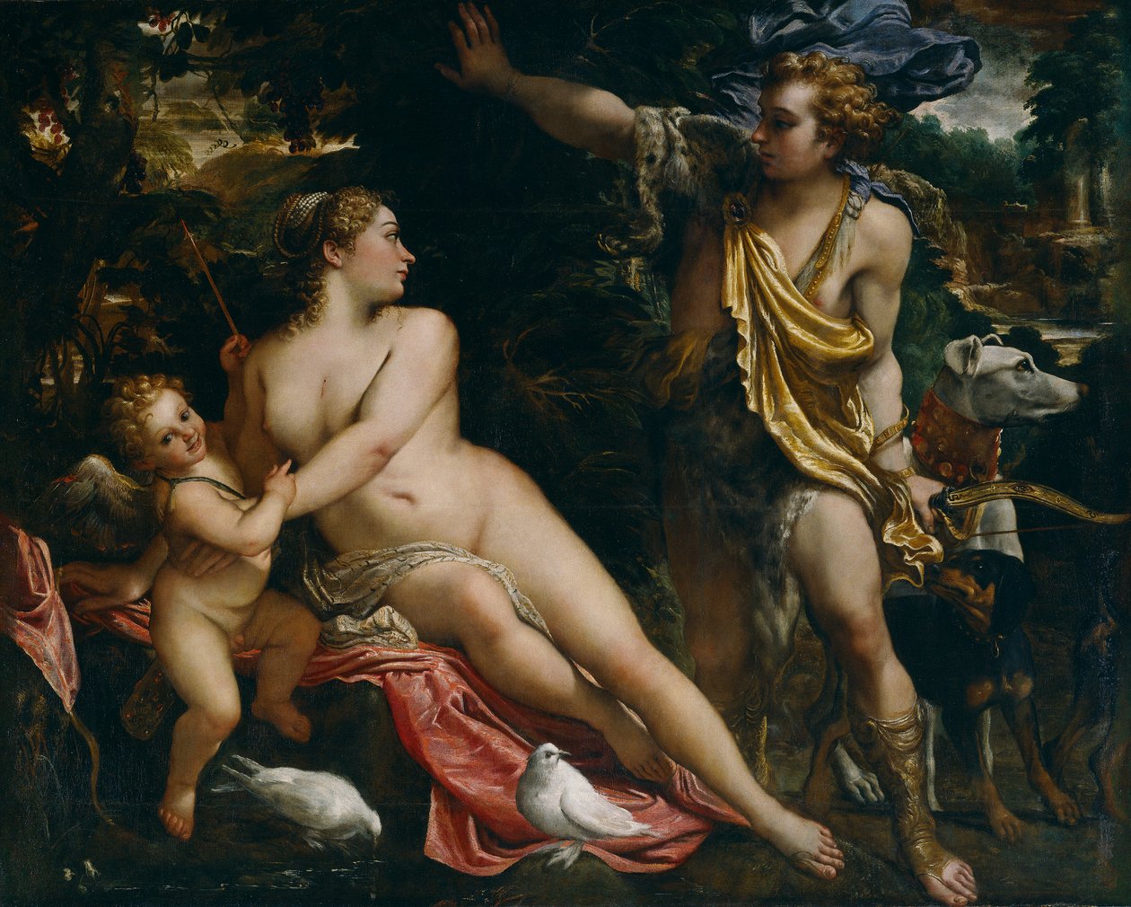 Venus, Adonis og Amor, ca. 1590 av Annibale Carracci