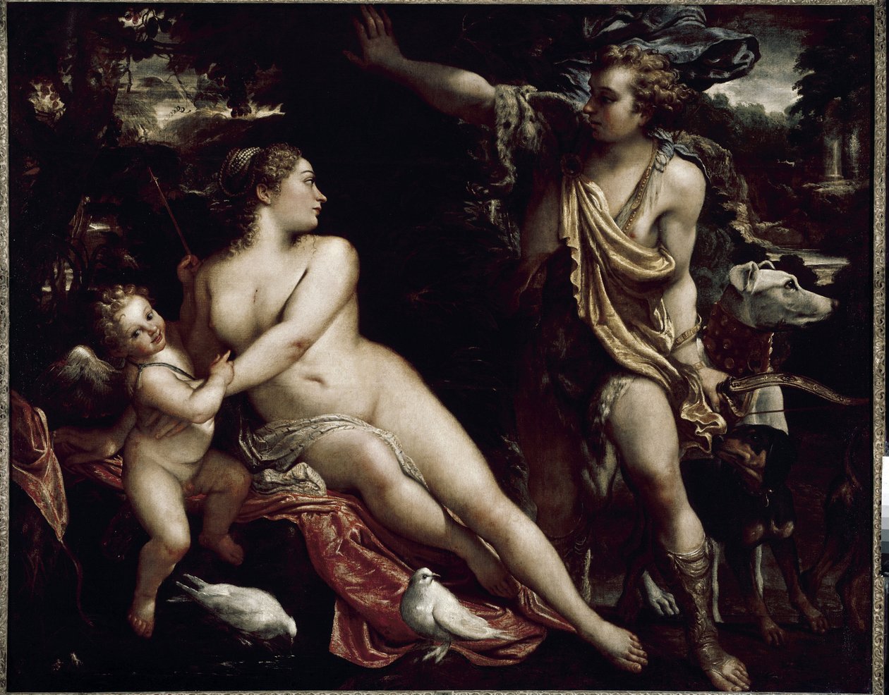 Venus og Adonis (olje på lerret, ca. 1588-1593) av Annibale Carracci