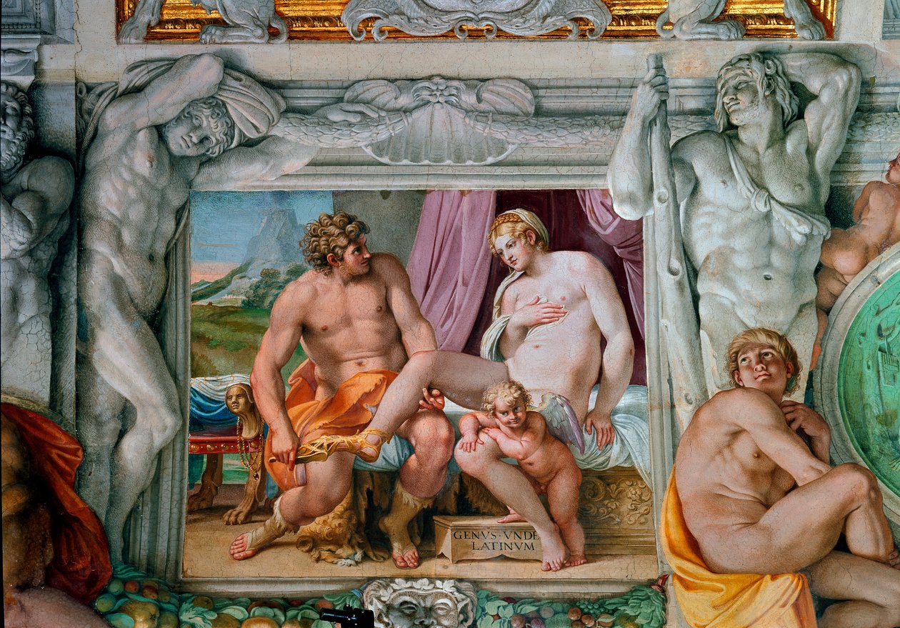 Venus and Anchise Fresco av Annibale Carracci (Annibal Carrache) (1560-1609). 1597-1600 Roma, Palazzo Farnese av Annibale Carracci