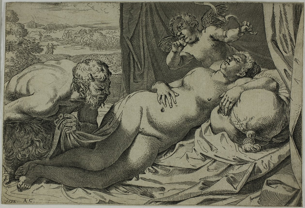 Venus og Satyr av Annibale Carracci