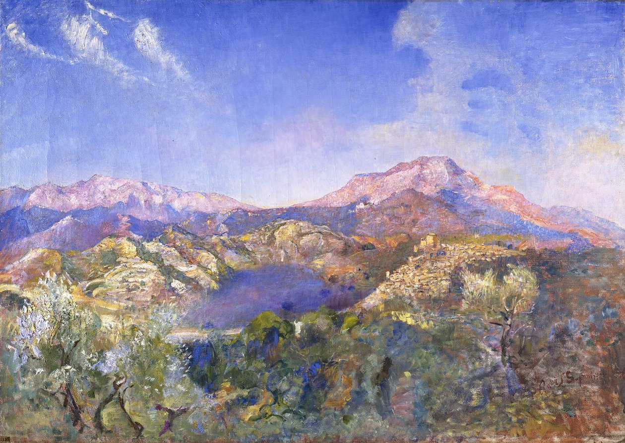 Italiensk landskap (olje på lerret) av Annie Louisa Swynnerton