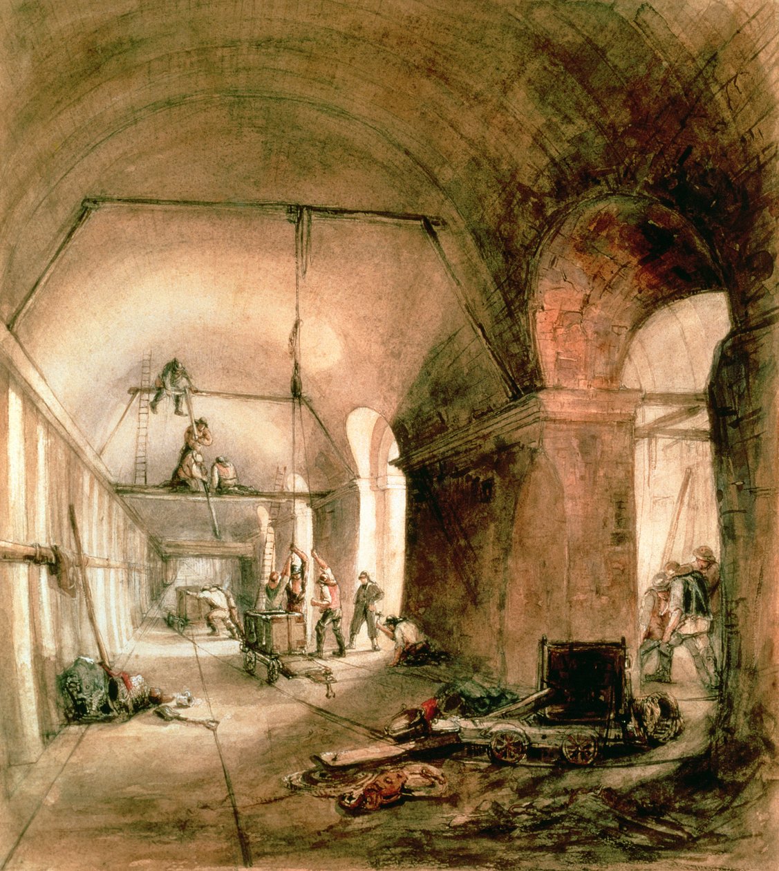 Bygging av Thames Tunnel, (Rotherhithe Tunnel), ca. 1830 av Unbekannt Unbekannt