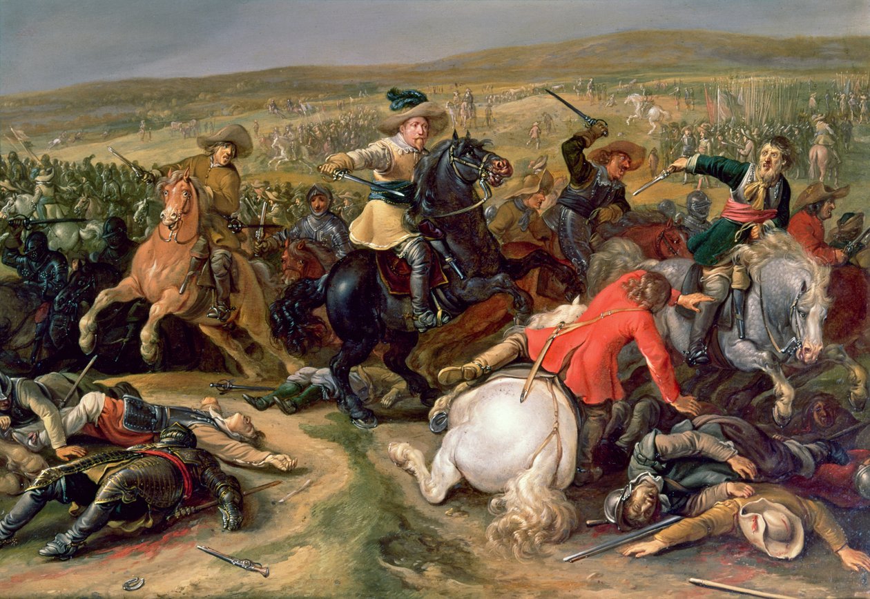 Gustav II Adolphus, konge av Sverige (1595-1632) ledet et kavaleriangrep i slaget ved Lutzen, 1632 av Unbekannt Unbekannt