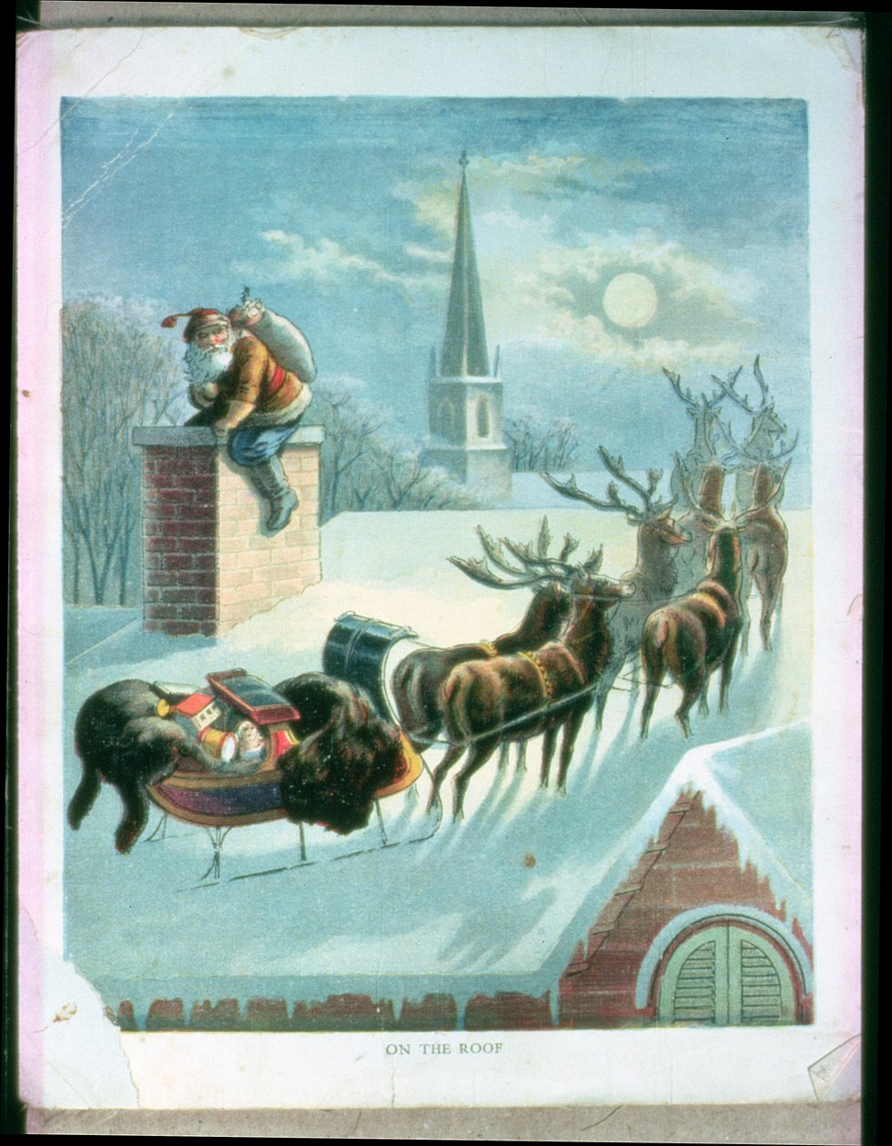 På taket, tidlig 1900-talls julebokillustrasjon av Unbekannt Unbekannt