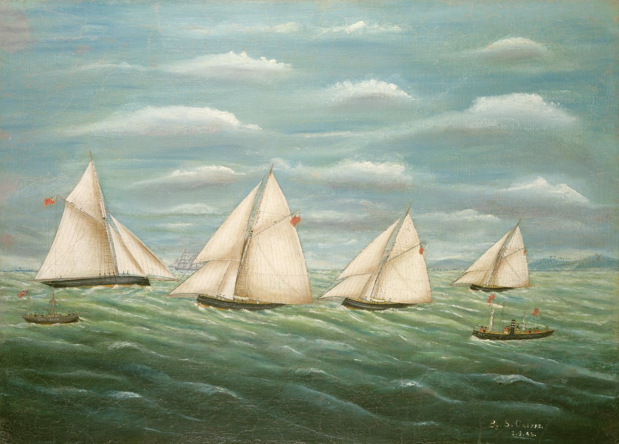 Regatta utenfor Long Sand Lightship, Primitive School, 1800-tallet av Unbekannt Unbekannt