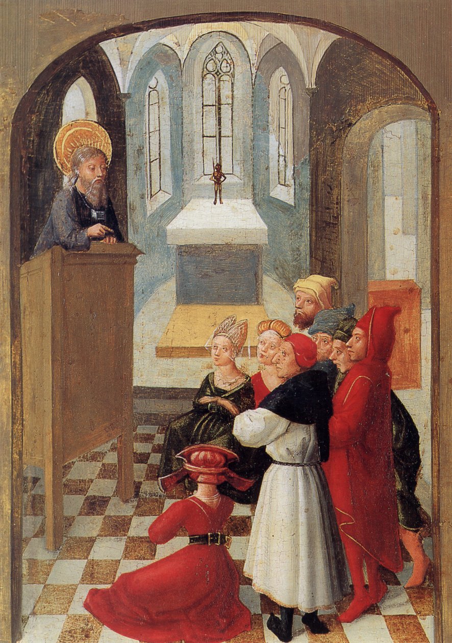 Weingartener Heilig-Blut-Tafel fra 1489.    Plate 5: Longinus konverterer mange mennesker til den kristne troen i Mantua av Unknown