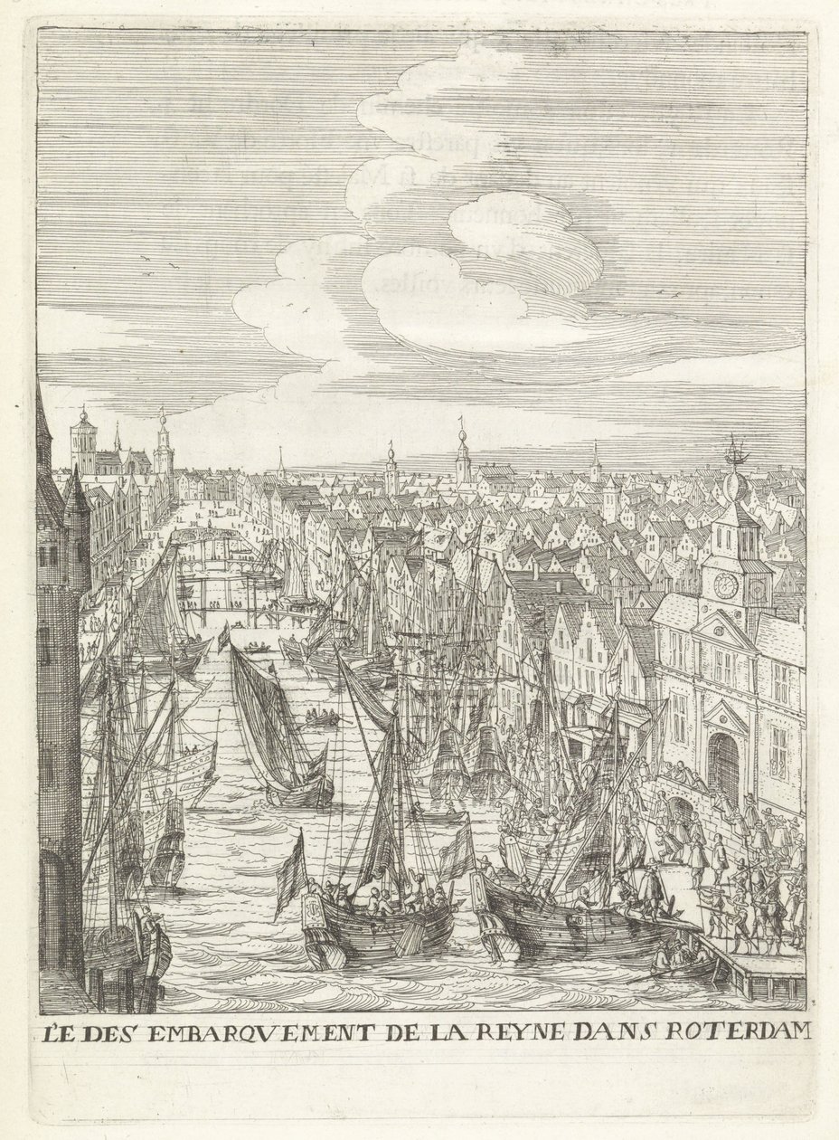 Aankomst van Maria de' Medici i Rotterdam Ombordstigningen av dronningen i Roterdam (tittel på objekt) Historien om dronningens, mor til den mest kristne kongen, inn i De forente provinser i Nederland. (serietittel) av Anonymous