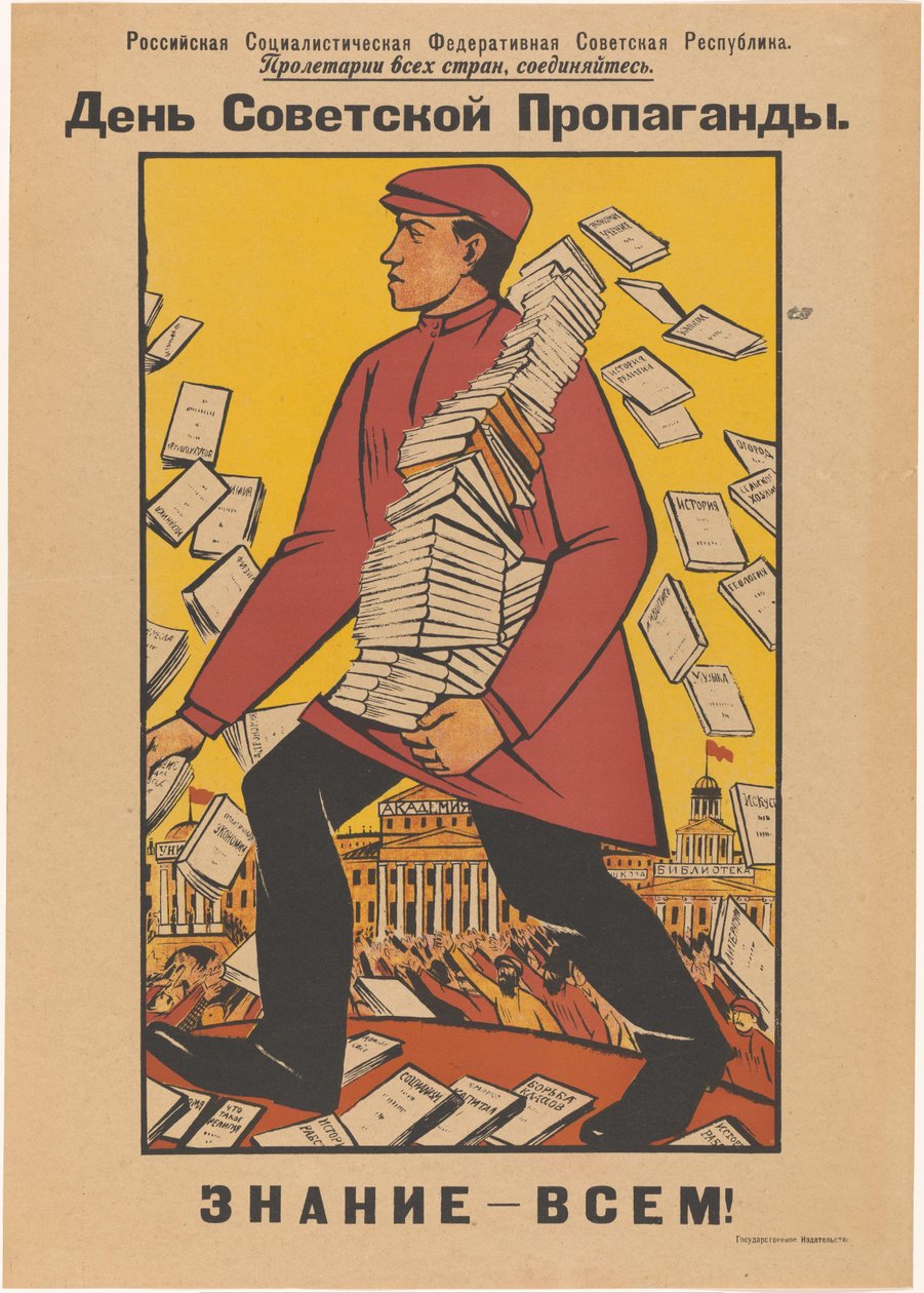 Affiche voor de Dag van de Sovjet-propaganda dag sovjetisk propaganda / kunnskap til alle! (tittel på objekt) av Anonymous