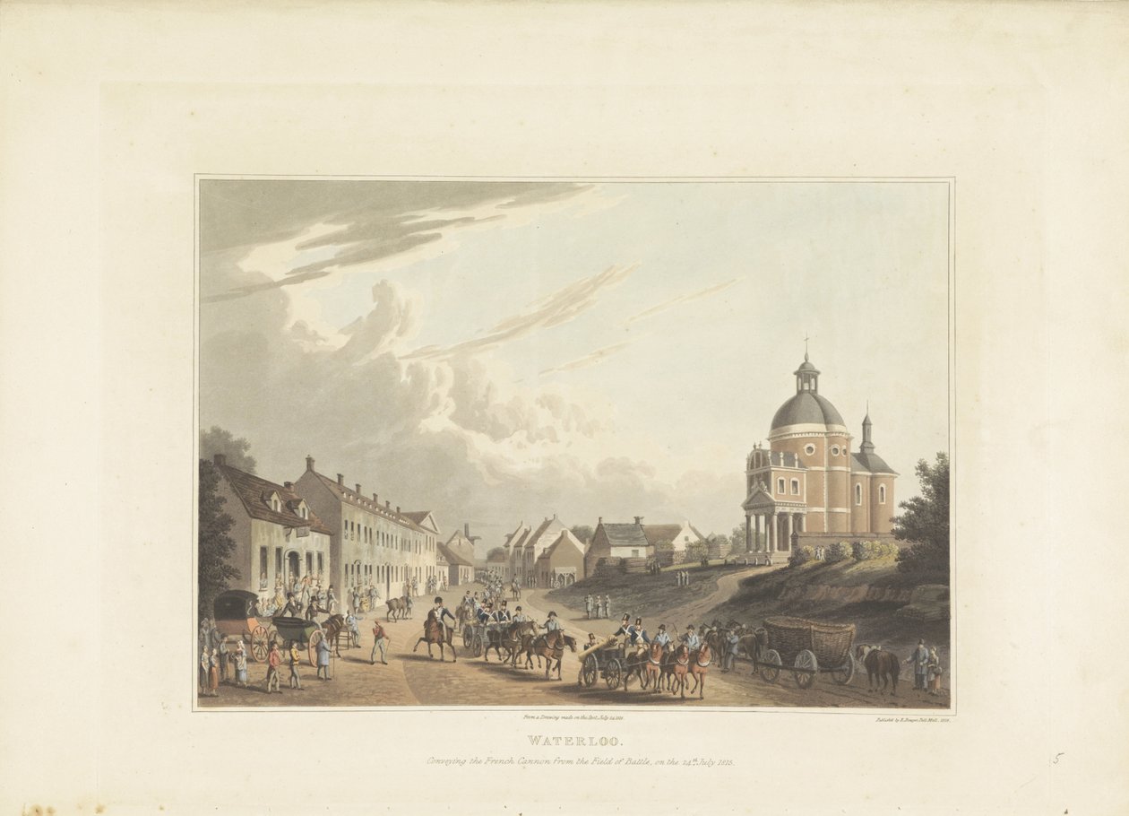 Avvoer av franske kanonnen fra Waterloo Waterloo. Formidling av den franske kanonen fra kampfeltet, 24. juli 1815 (tittel på objekt) av Anonymous