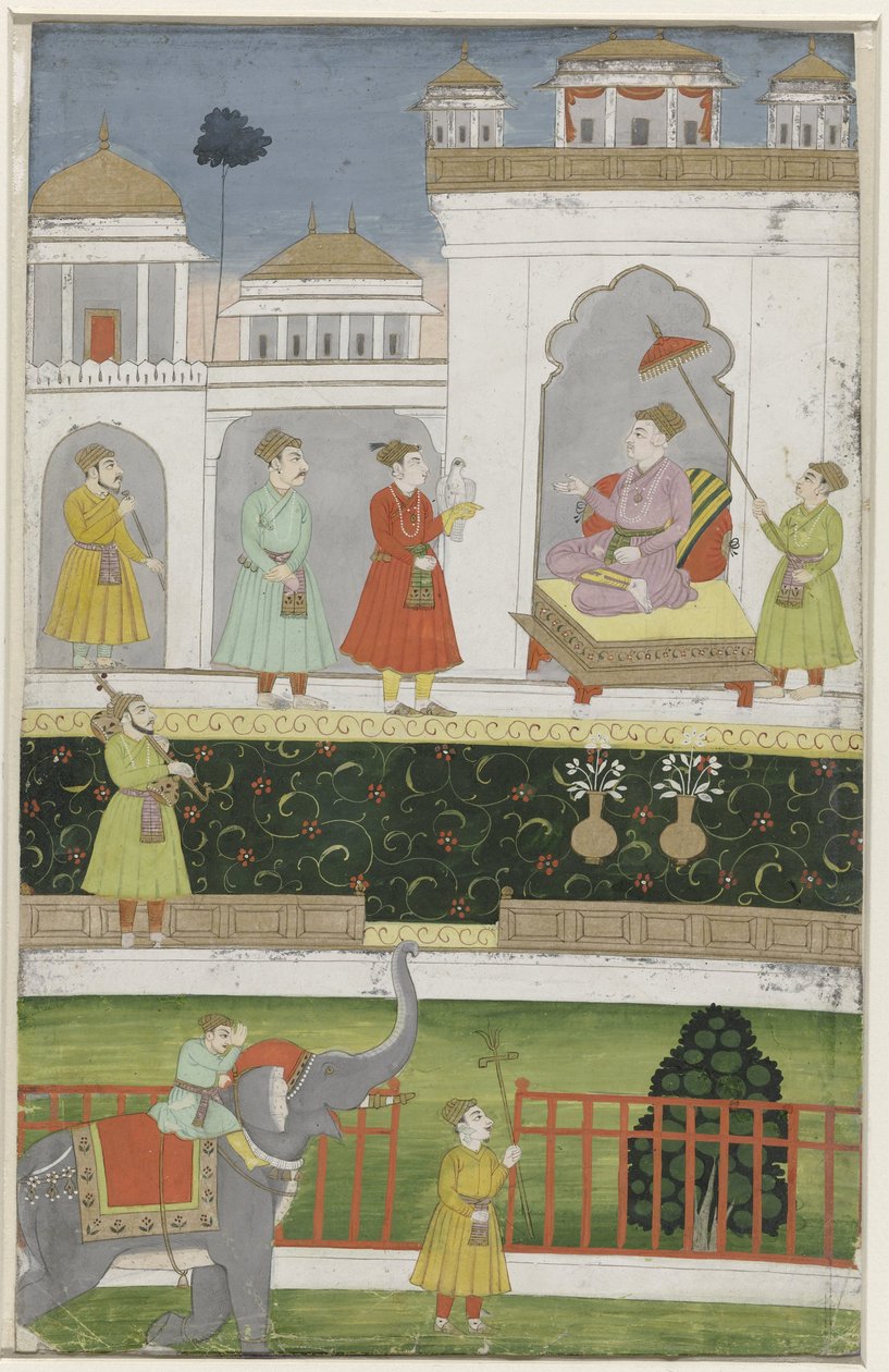 Akbar sitter på sin trone av Anonymous