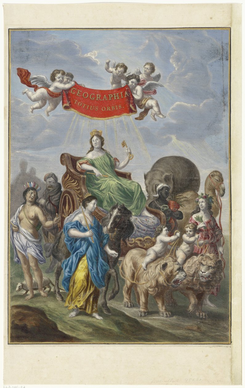 Allegorisk representasjon av de fire kontinentene Geographia totius orbis (tittel på objekt) av Anonymous