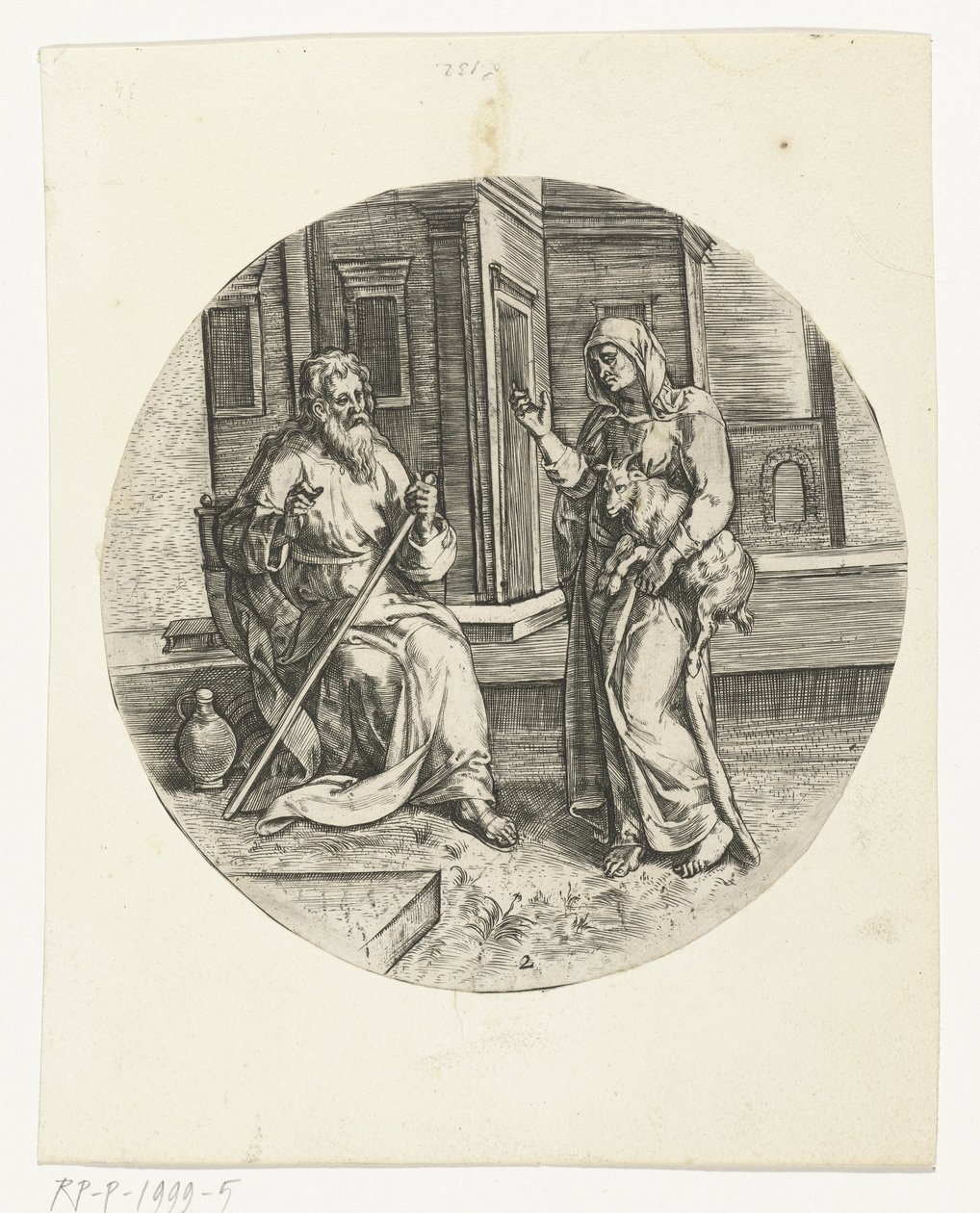 Anna tar med den blinde Tobit en geit Story of Tobias (serietittel) av Anonymous