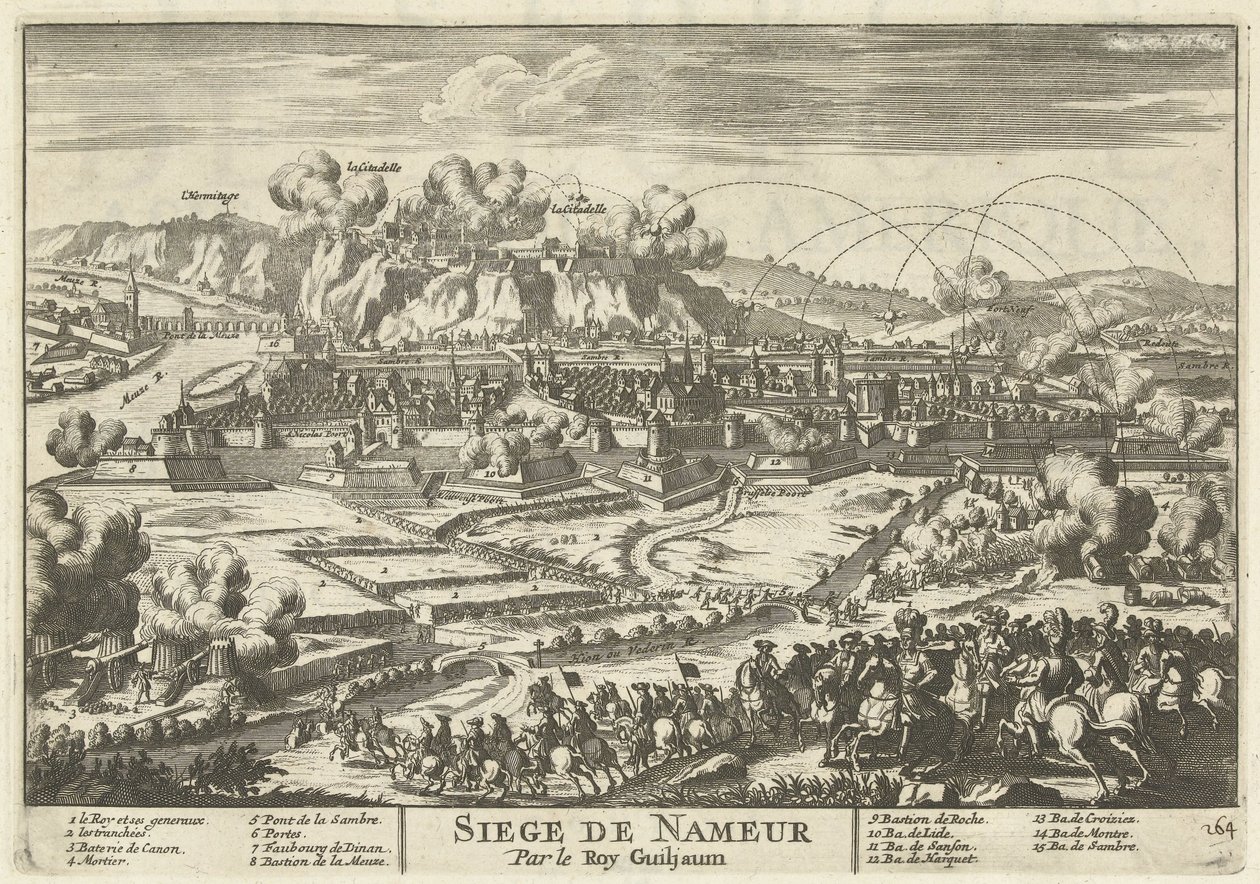 Beleg van Namen door koning Willem III, 1695 Siege de Nameur Par le Roy Guiljaum (title on object) Les Forces de l