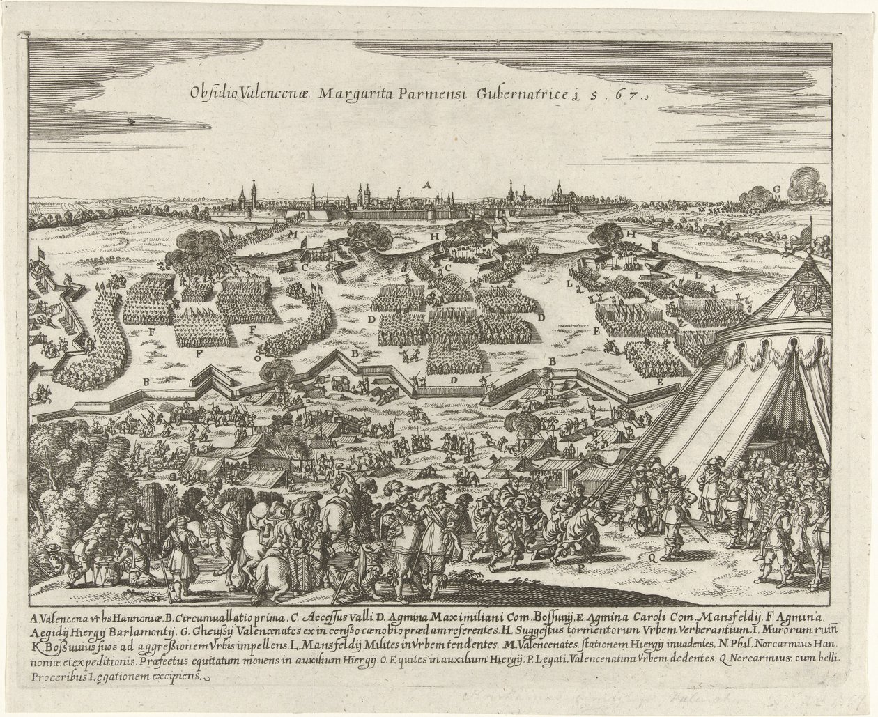 Beleg van Valenciennes, 1567 Beleiring av Valencena Margarita Parmesi Gubernatrice 15,67 (tittel på objekt) av Anonymous