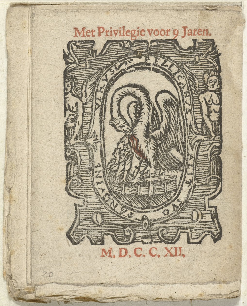 Side med forlagsmerke, 1712 I hvilken Lidt de Maen er / hvor du dør / forlater naken med mindre det er flott notat; Als Peste / Pleures er / ende sulck quaet / oock ikke sonder des Meestersraet (tittel på objekt) av Anonymous