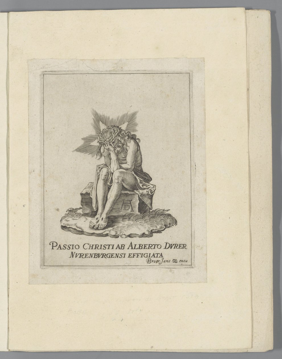 Kristus på den kalde steinen The Little Passion (serietittel) Passio Christi Ab Alberto Durer Nurenburgensi Effigiata (serietittel på objekt) av Anonymous