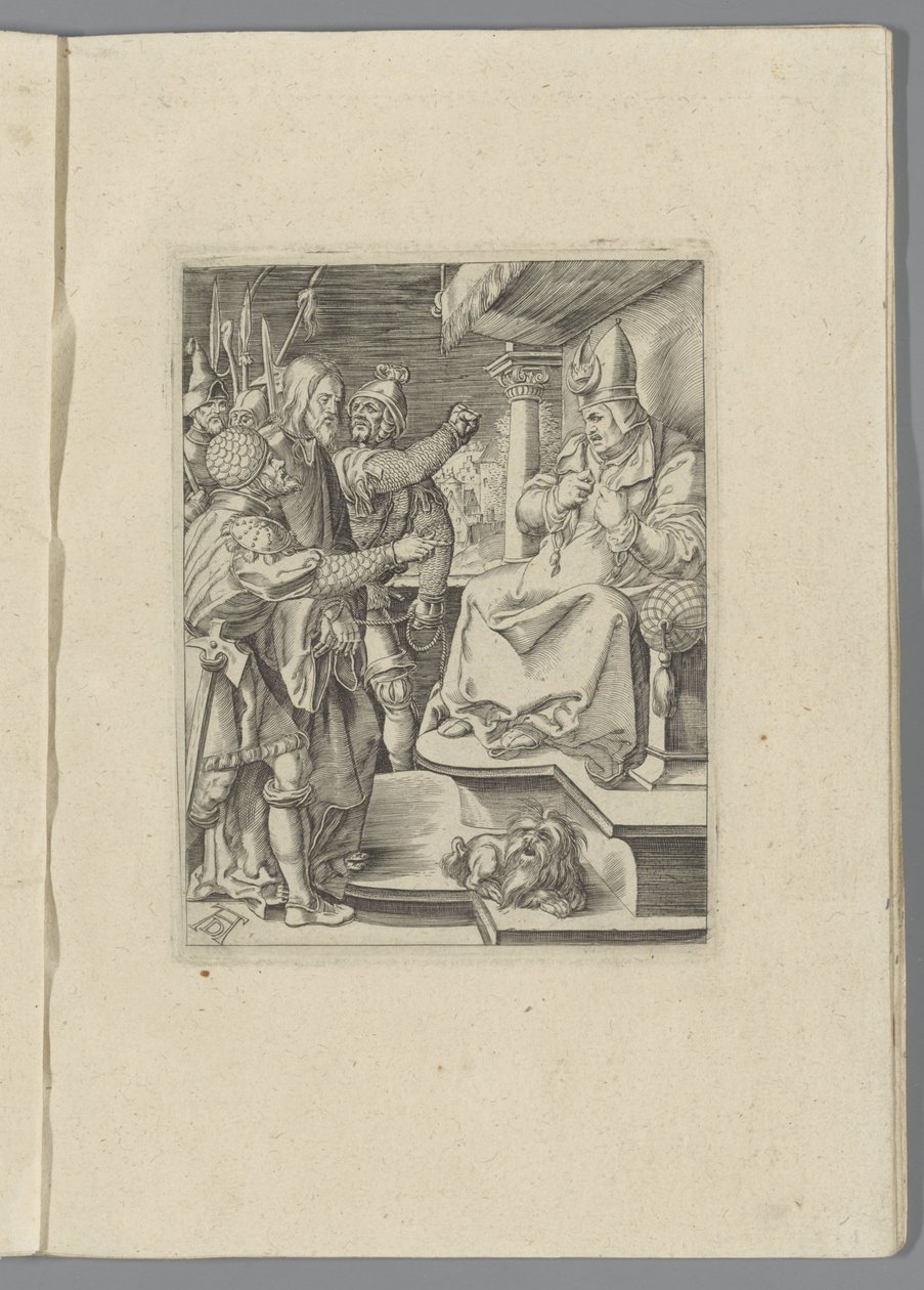 Christus voor Kajafas De kleine Passie (serietittel) Passion of Christ Ab Albert Durer Nurenburgensi Effigiata (serietittel) av Anonymous