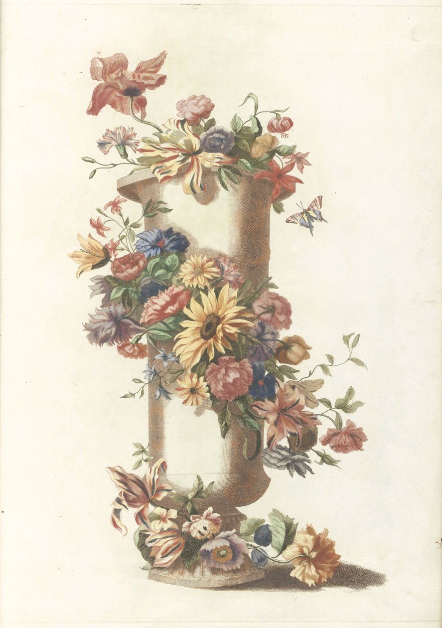 Sylindrisk vase med blomsterkrans av Anonymous