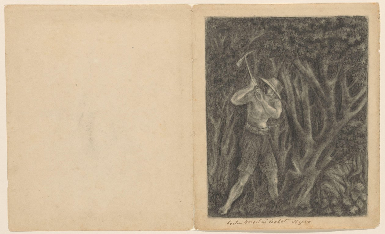 Coolen begynner å hogge en skog ved Ngoro, ca. 1820-1850 av Anonymous