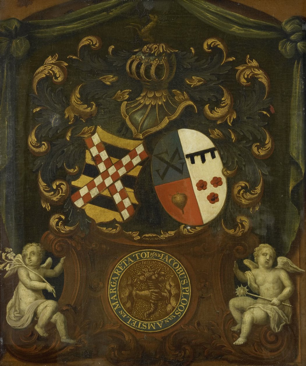 Alliansens våpen til Jacob Ploos van Amstel og Margareta Tol, 1683 av Anonymous
