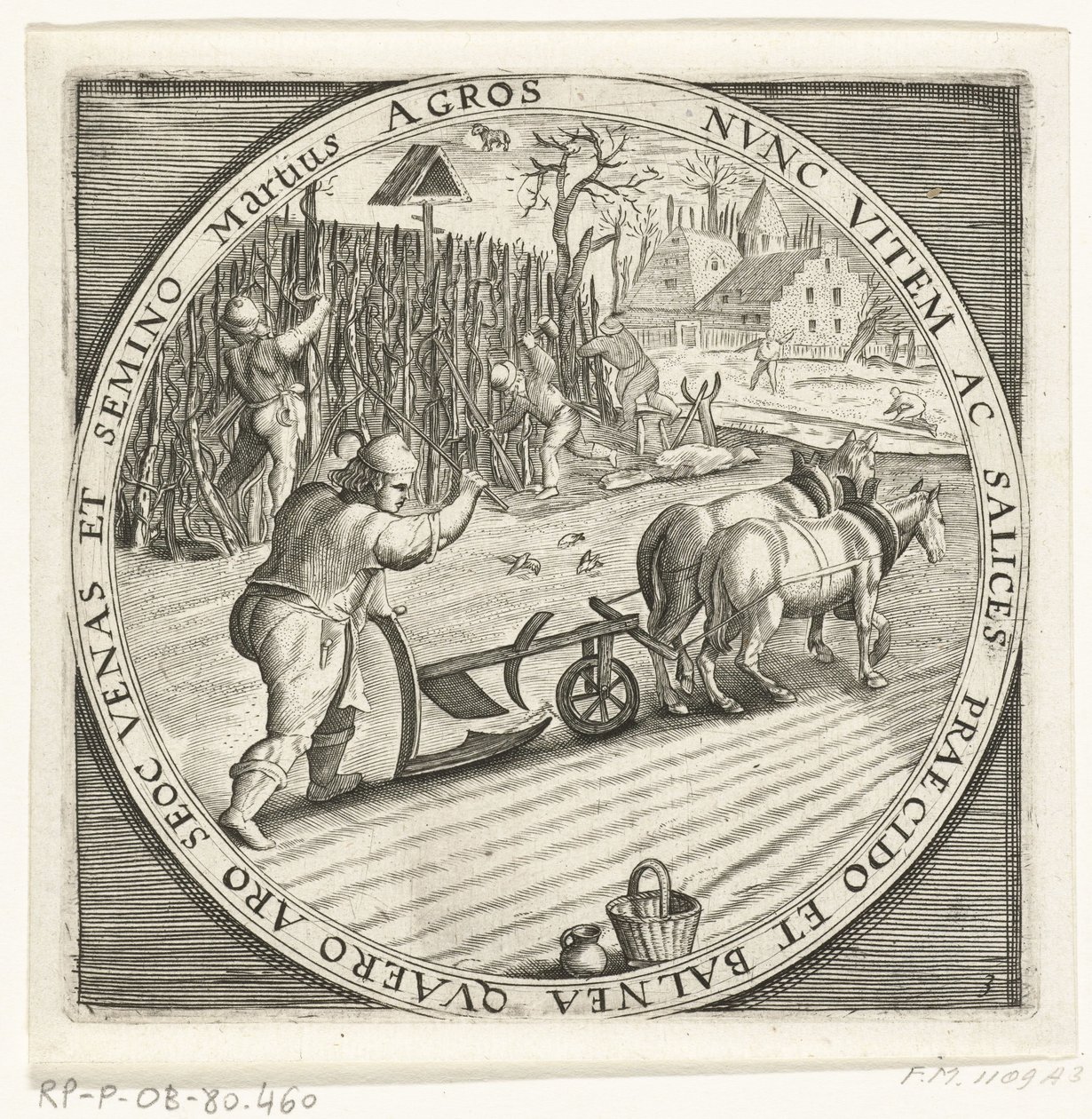 Måned mars, ploegen, ca. 1600 De tolv månedene av et års bilde i scener fra folkelivet (serietittel) Ordninger for de 12 månedene med deres operasjoner, og deres anvendelse på stjernetegnene, delt inn i fire deler av året (serietittel på objekt) av Anonymous