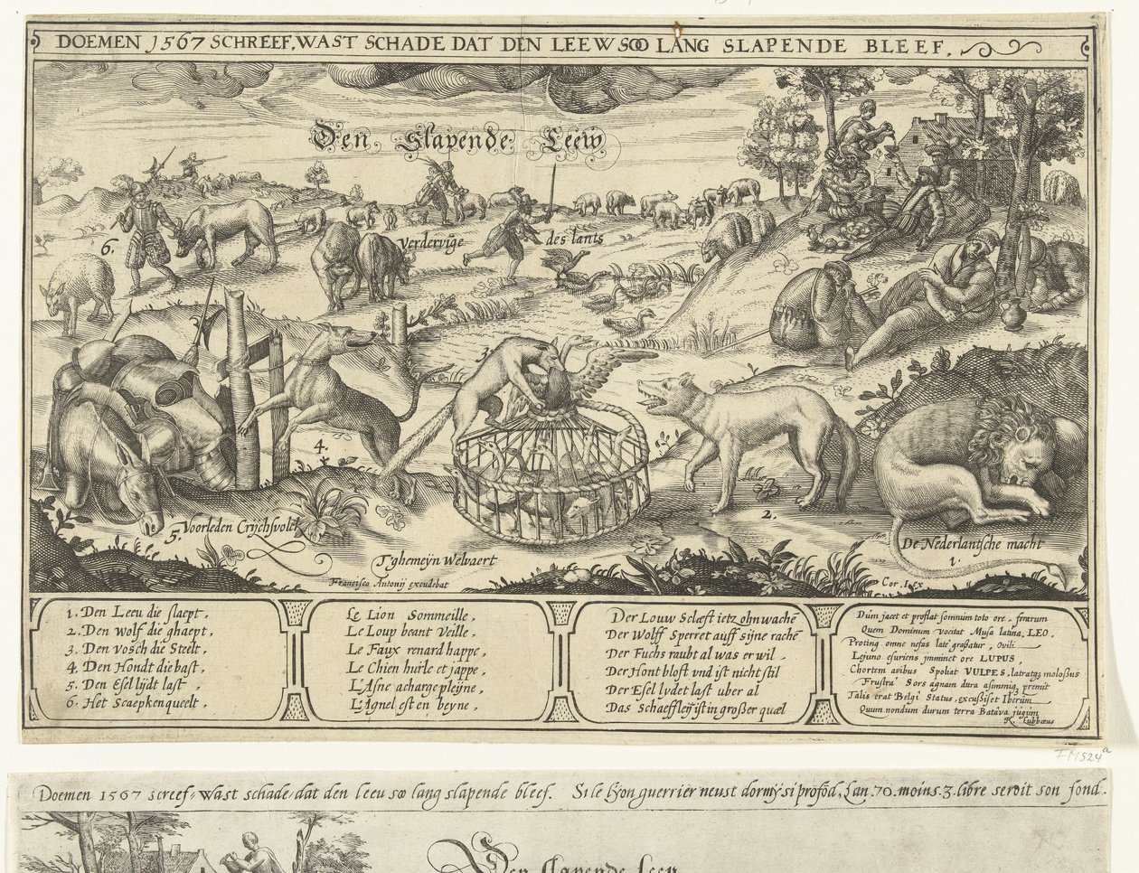 Den sovende løve, 1567 The Sleeping Leew (tittel på objekt) av Anonymous