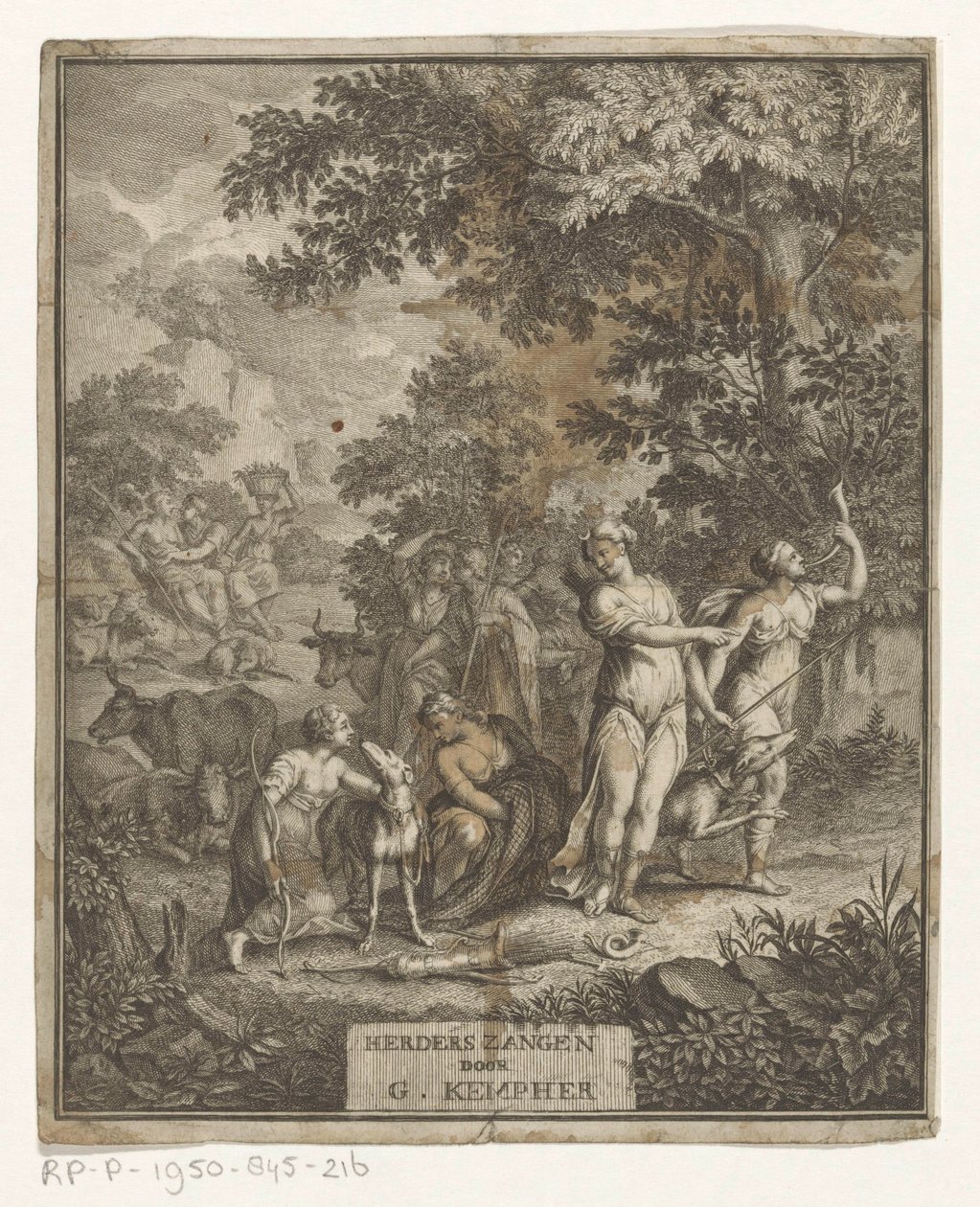 Diana og Shepherds Tittelside for: Gerard Kempher, Herderszangen, 1732 av Anonymous
