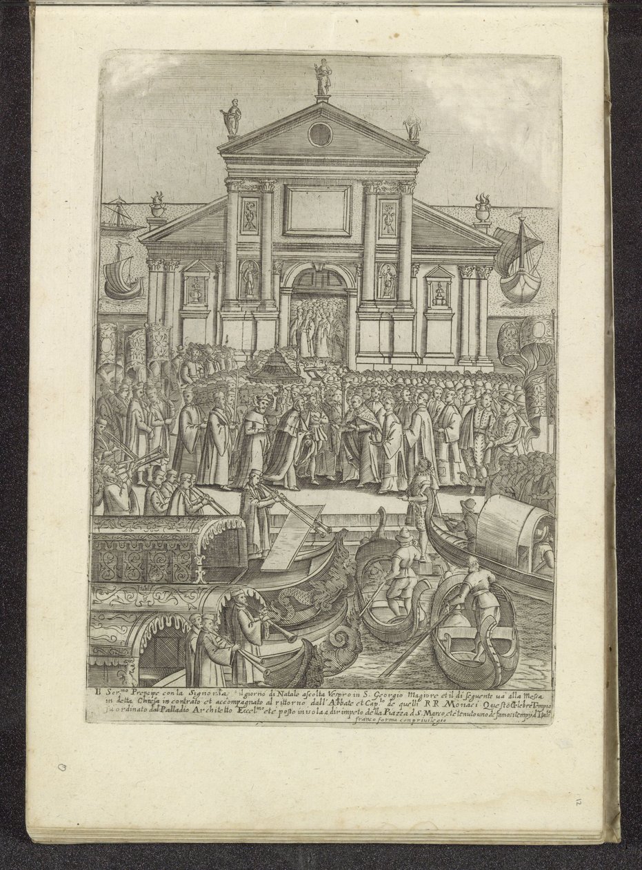 Doge en Serenissima Signoria voor de kirke av San Giorgio Maggiore i Venetië Scènes uit het Venetiaanse leven (serietittel) Habiti d