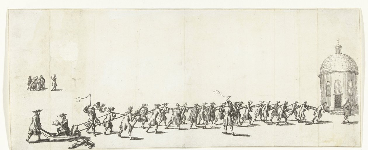 Dominicus er trukket på en trillebår til Ronde lutherske kirke, 1683-1684 av Anonymous