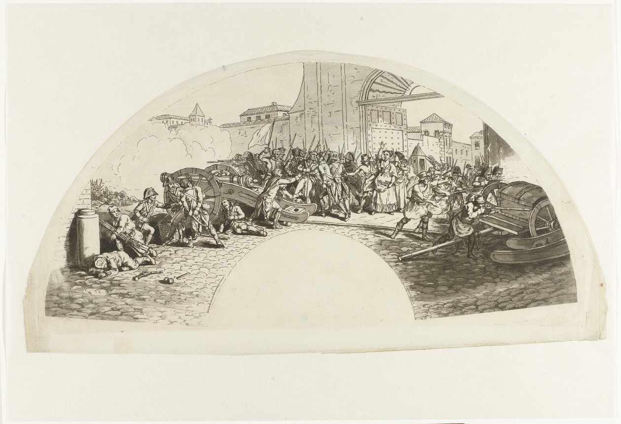 De spanske patriotene Luis Daoiz og Pedro Velarde y Santillán døde mens de forsvarte Madrid mot franske tropper i Parque de Artilleria 2. mai 1808 Dia Dos de Mayo de 1808. Og Madrid av Anonymous