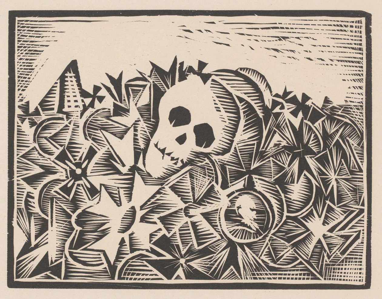 Hodeskalle mellom krigskors Against War and Fascism (serietittel) av Anonymous