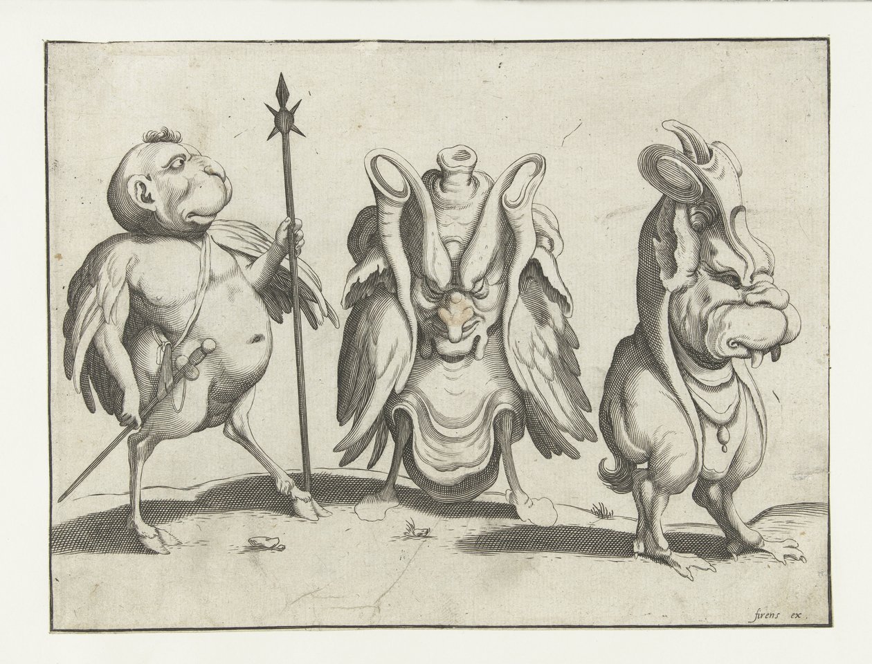 Tre monstre Groteske figurer omgitt av en rammelinje (serietittel) av Anonymous