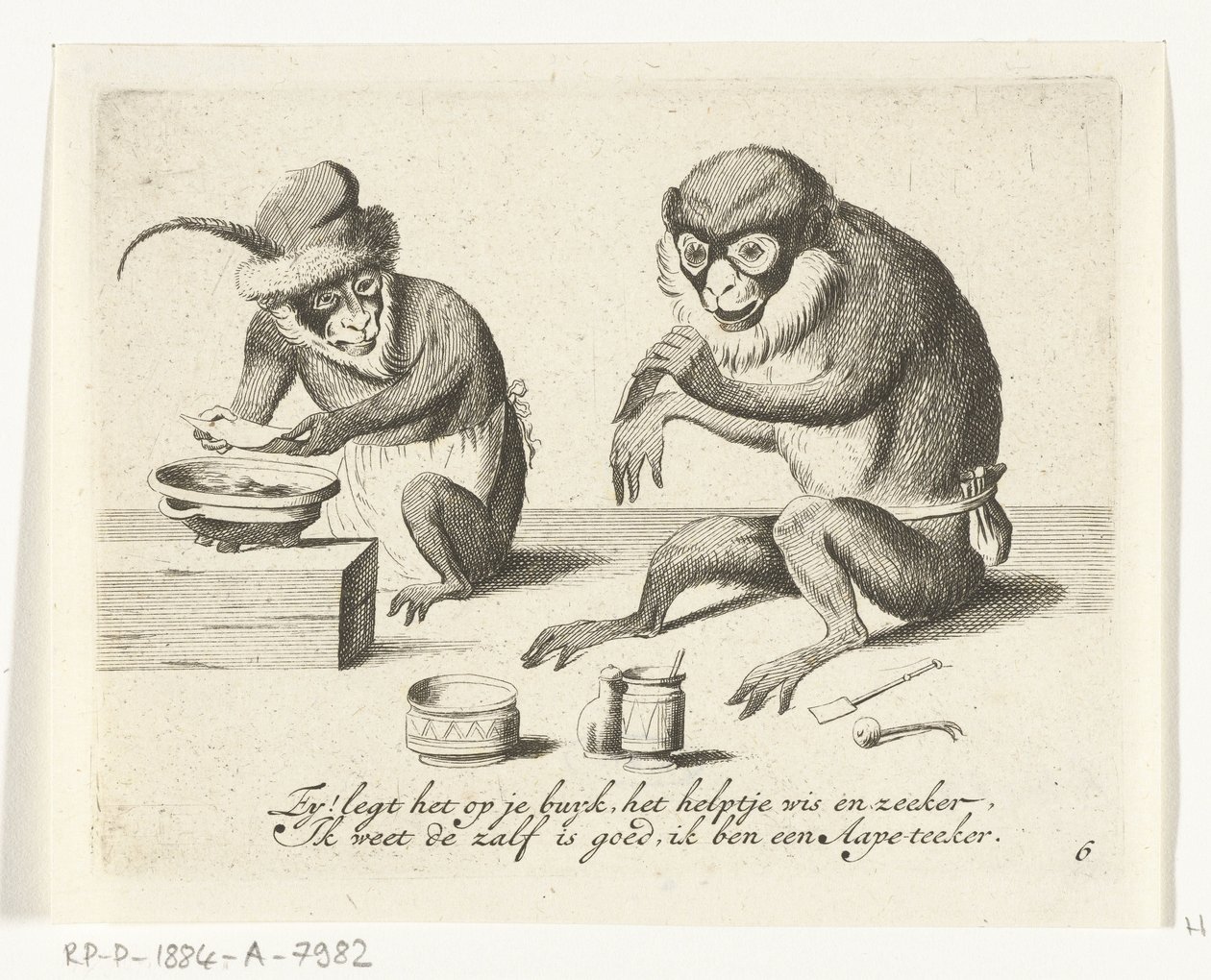En ape lager en bandasje Ulike selskaper av menneskeliv presentert av aper (serietittel) Hva er det som ser meg i denne verden? / Det er Aape-spill, og ikke ellers (serietittel) av Anonymous