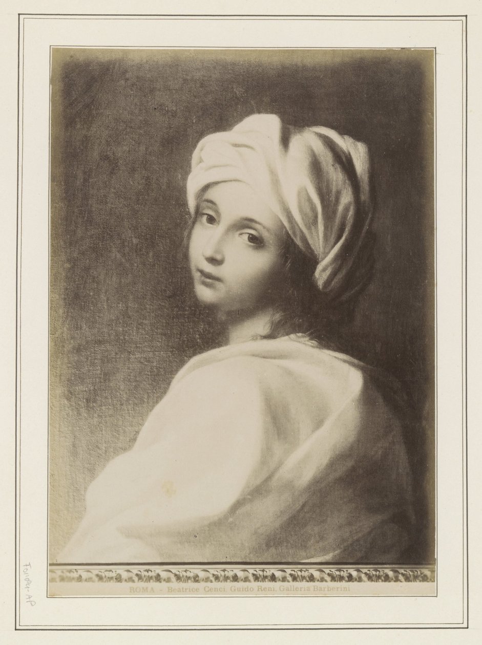 Fotoreproduksjon av et maleri av Guido Reni (tilskrevet), som viser Beatrice Cenci ROMA - Beatrice Cenci, Guido Reni. Galleria Barberini (tittel på objekt) av Anonymous