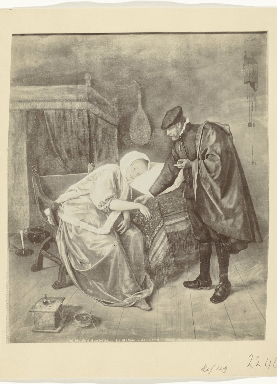 Fotoreproduksjon av maleriet Den syke kvinnen av Jan Steen Musée d