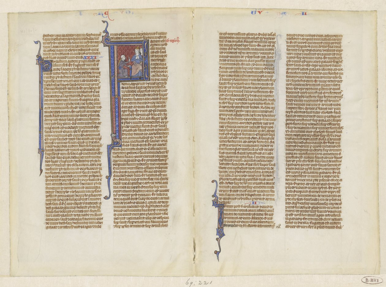 Fragment fra en bibel, Kongenes bok, kapittel 2: David kneler foran Saul av Anonymous